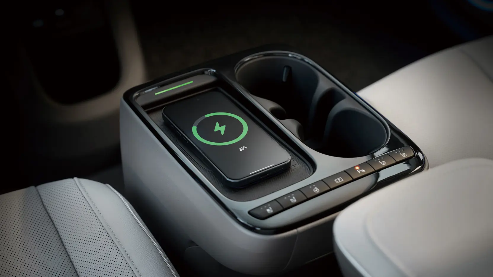 Hyundai IONIQ 5 Interior 2024 Wirelessly Charging Your Smartphone